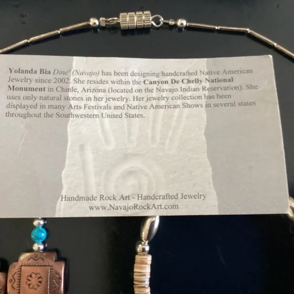 Navajo necklace bracelet earring set handmade - Yolanda Bio Certificate include